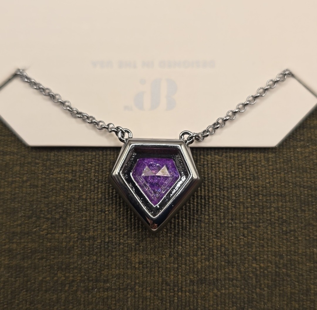 Bomb Party Necklace Lavander Ice Crystal Hematite Plating “A Sigh That Stays”