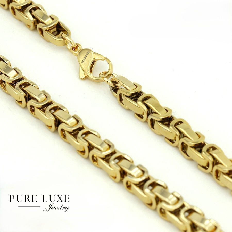 DG 24″ Men’s Stainless Steel 8mm Byzantine Link Necklace.Unisex Gold plated*Box