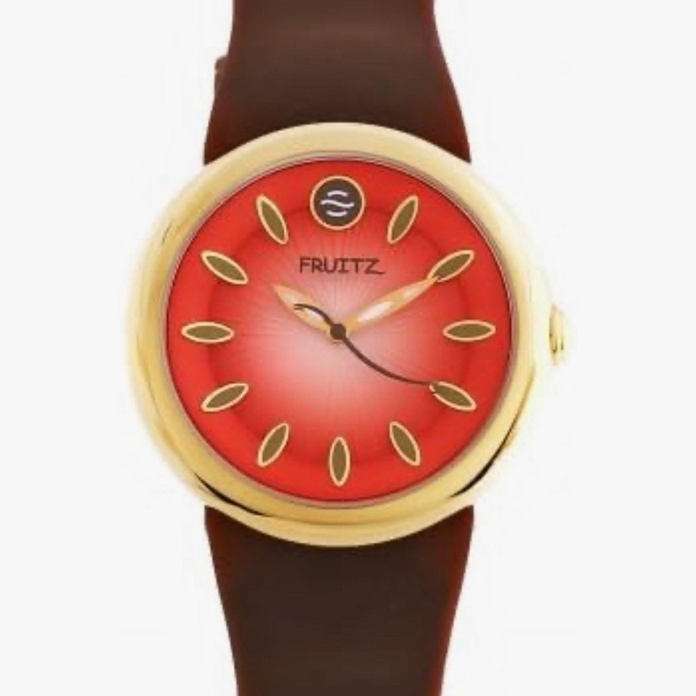 EUC Philip Stein Fruitz watch – blood orange with brown band – natural frequency