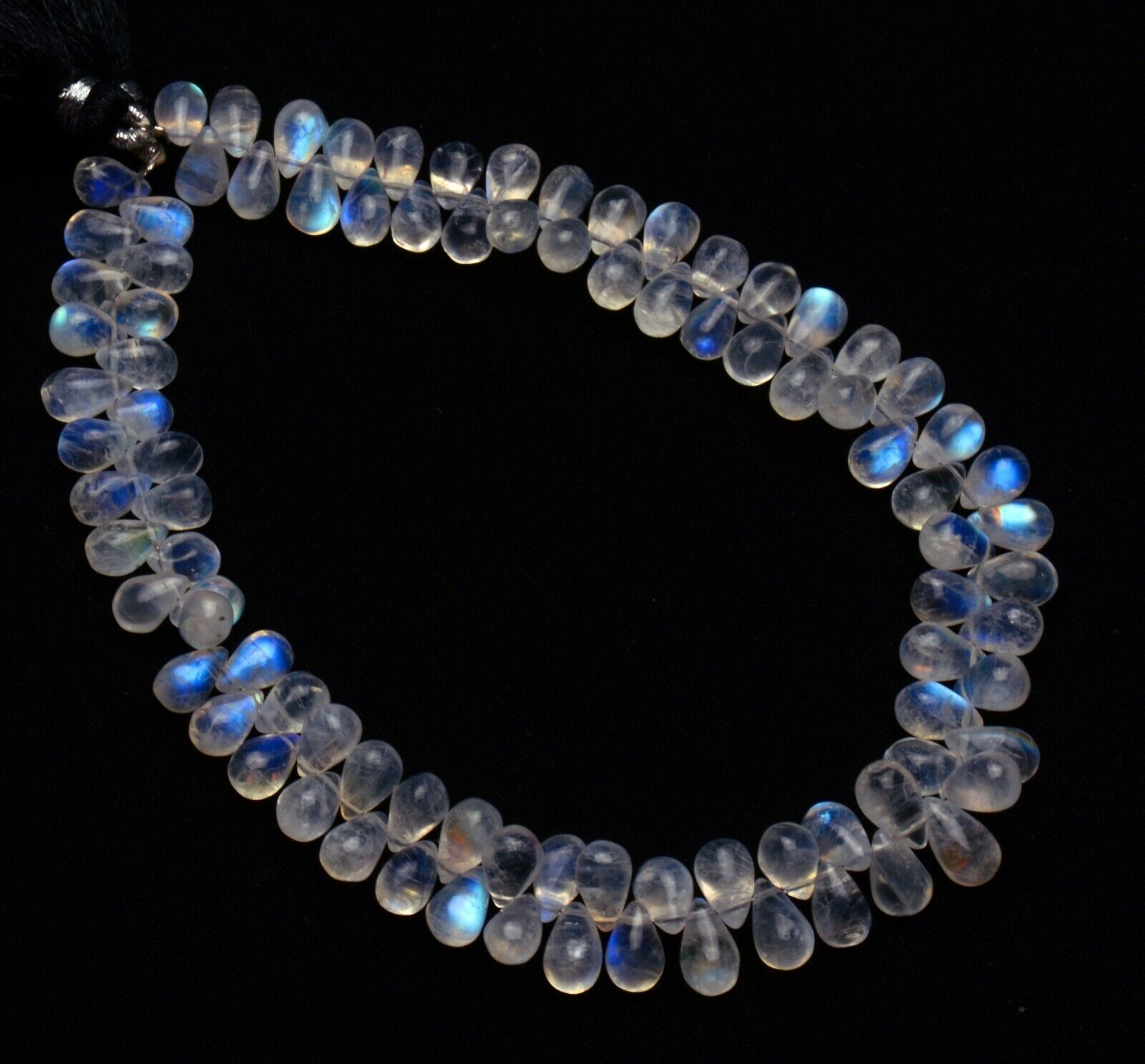 Natural Gem Rainbow Moonstone Smooth 8x5mm Approx Size Teardrop Shape Beads 10″