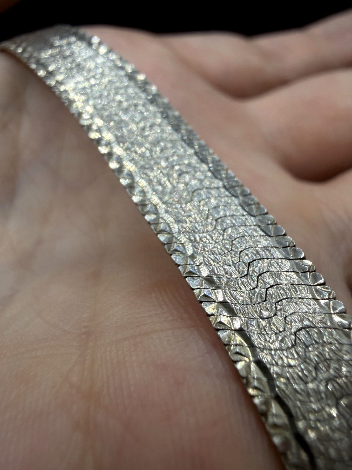 MILOR Italian Sterling Silver Herringbone Chain Necklace