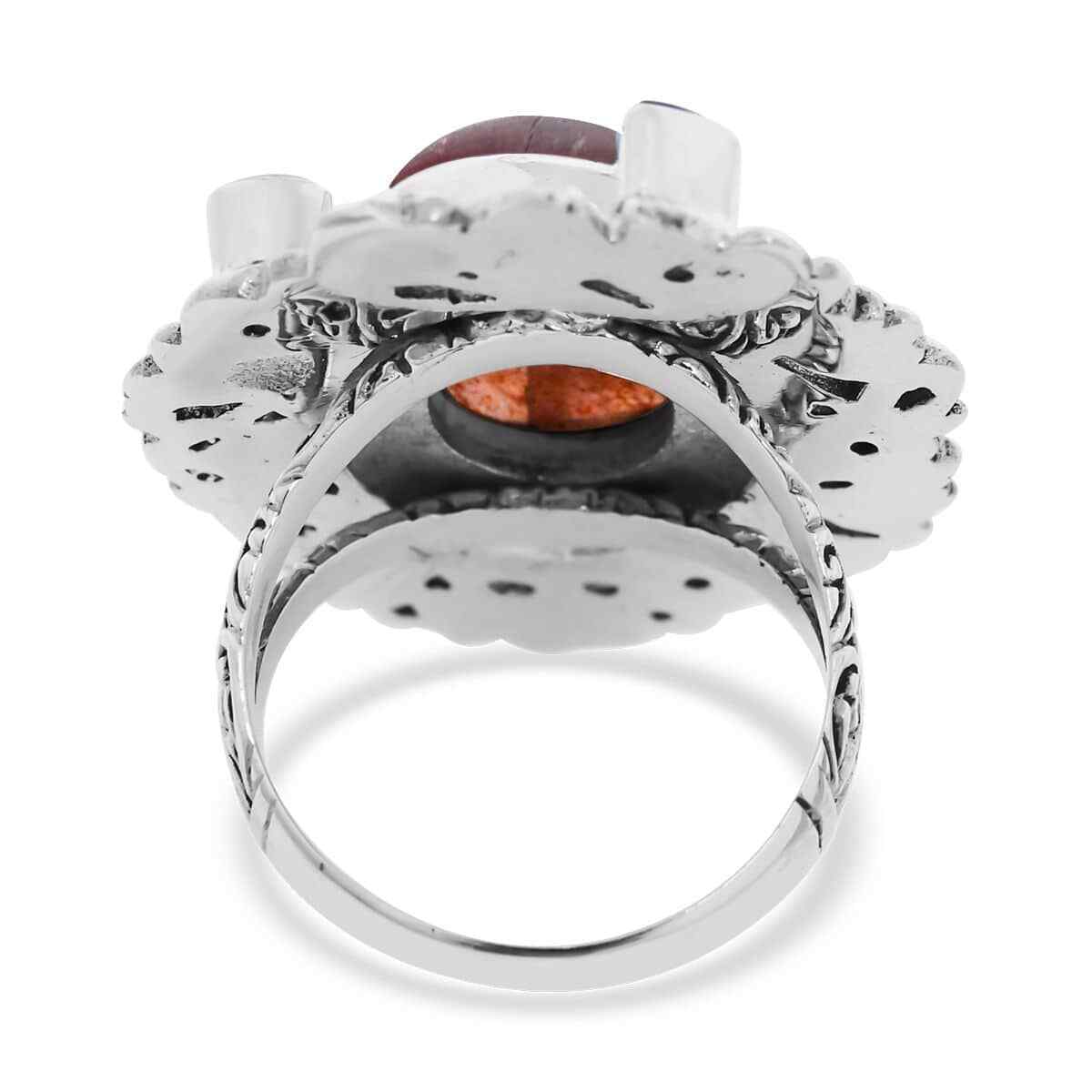 Bali Legacy 12.30ctw Sri Lankan Sunstone & Multi Gem Ring Sterling Silver Size 7