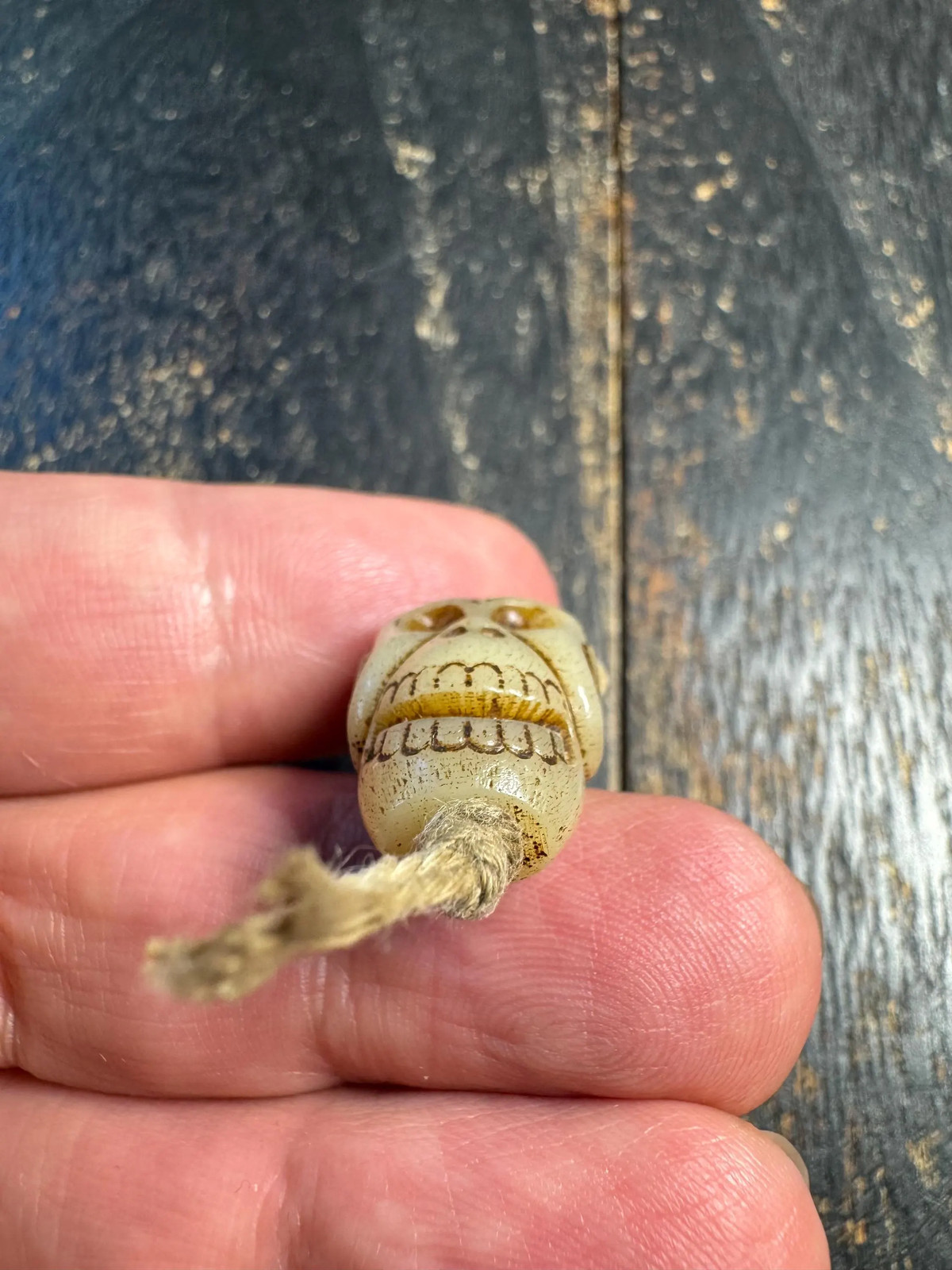 Hand Carved Yak Bone Citipati Skull Guru Bead – Tibetan Style Mala Center Bead,