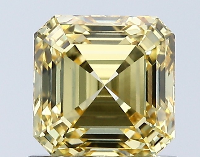 1.08 Cts Fancy Intense Yellow Color VS1 Asscher Cut IGI Certified CVD Diamond