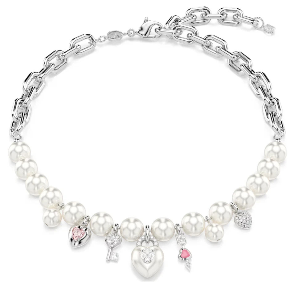 Swarovski Idyllia necklace Crystal pearl, Mixed cuts, White, NEW.