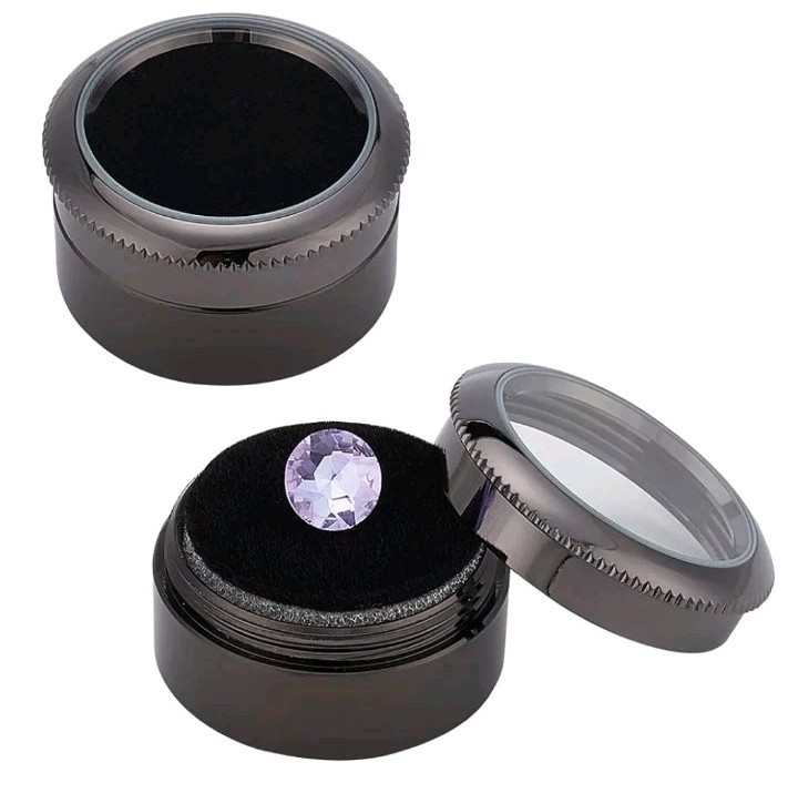 BENECREAT 2pcs Diamond Display Case Gemstone Display Box Gunmetal Alloy Loose Di