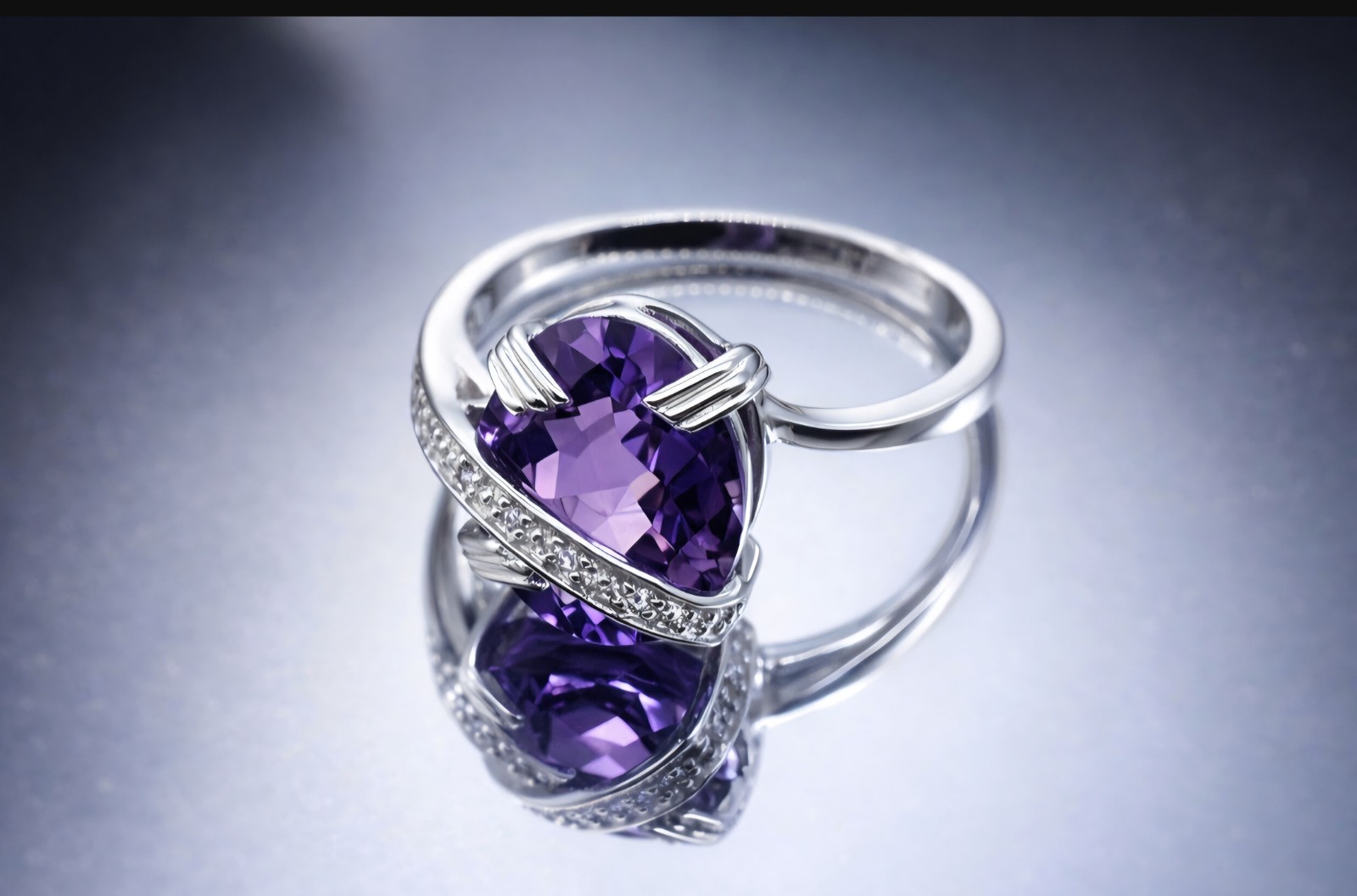 Women White Gold Rhodium Over Solid Sterling Silver 4.38 CTW Purple Amethyst