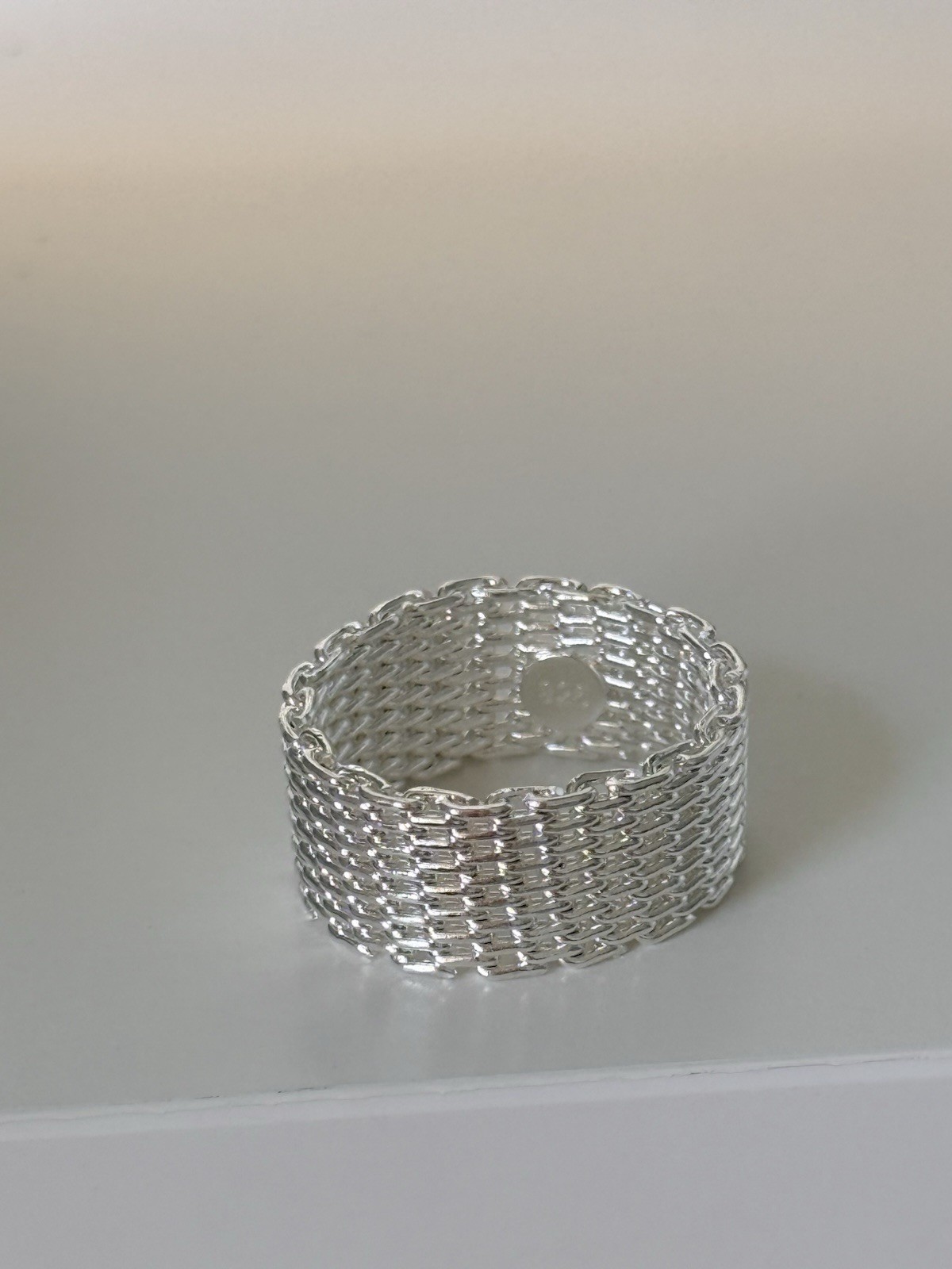 ✨ silver mesh chain ring 925 stamped size 6 ✨