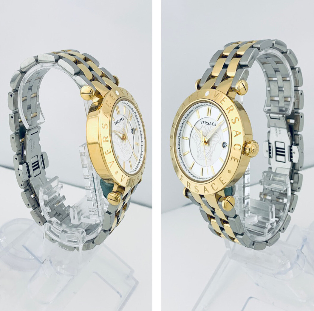 Versace VQP080015 V-Race 42mm Two-Tone Bicolour IP 2N + Silver Bracelet Watch