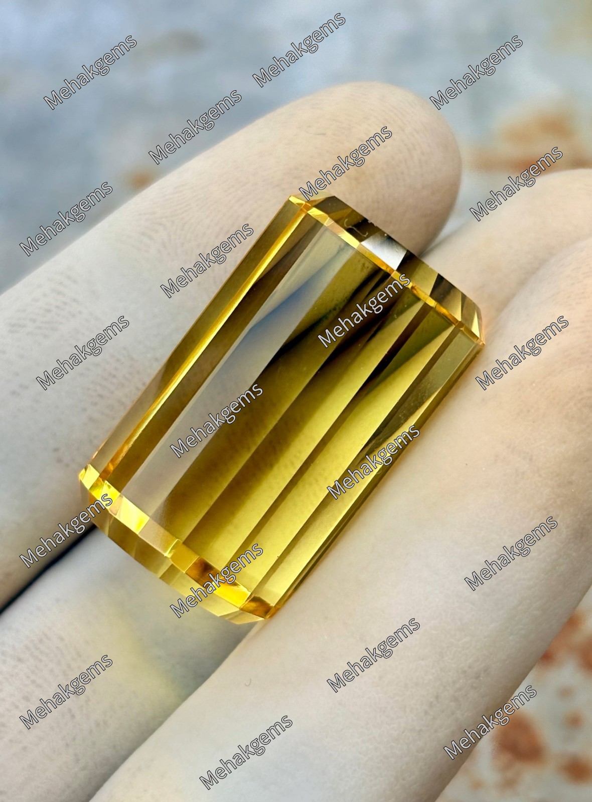 Large 98 Ct Citrine Gemstone, Pendant Size Cube Shape, Golden Yellow , November