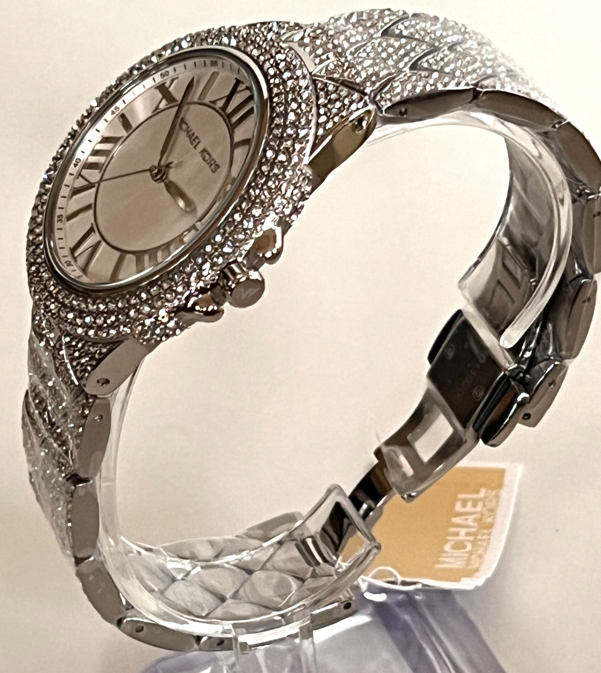 MICHAEL KORS MK4803 CAMILLE Silve-Tone Pave Crystals Unisex Watch BNWT/GBox $450