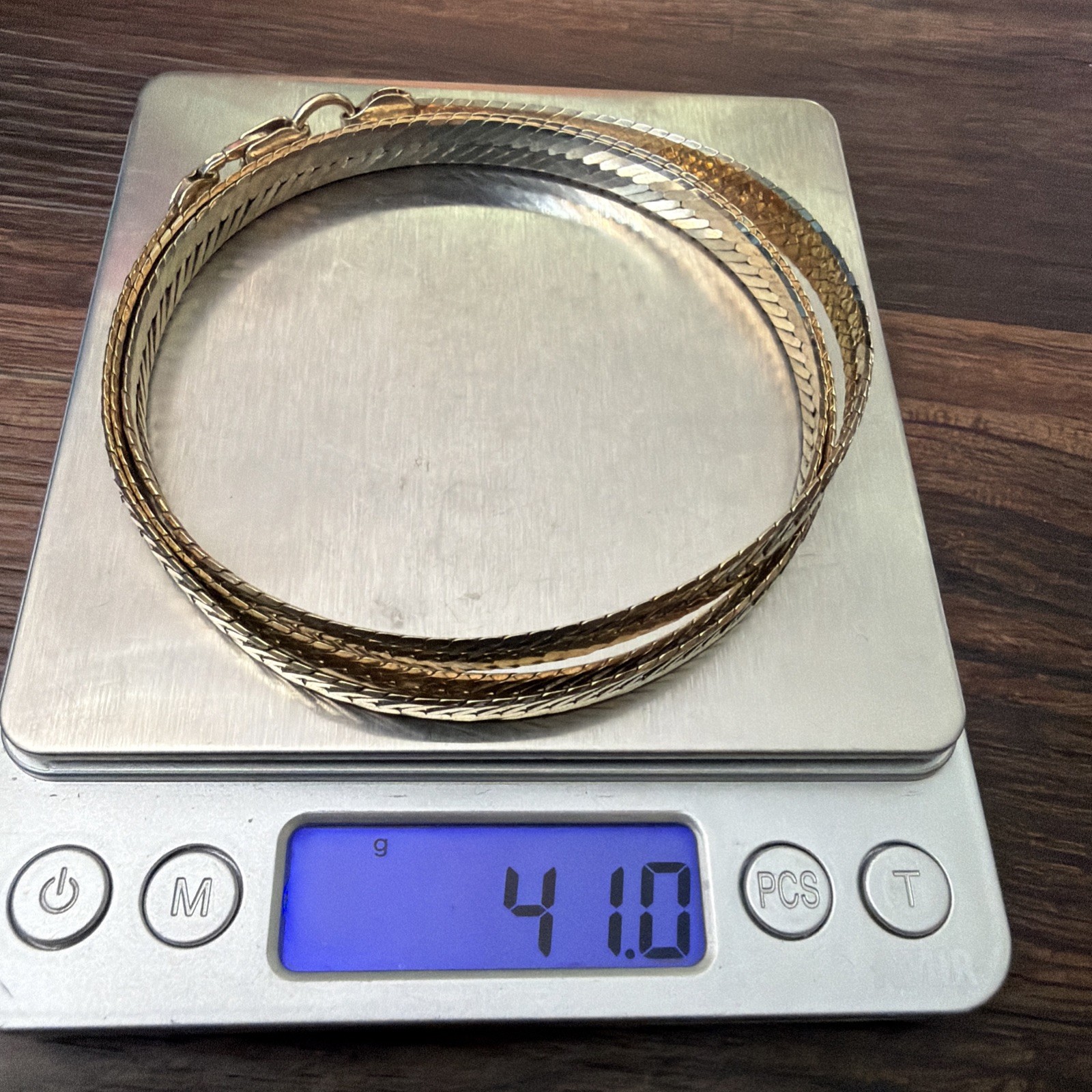 Vintage Sterling Silver Herringbone Necklace 30” 7mm Gold Over 925, 41g Unisex