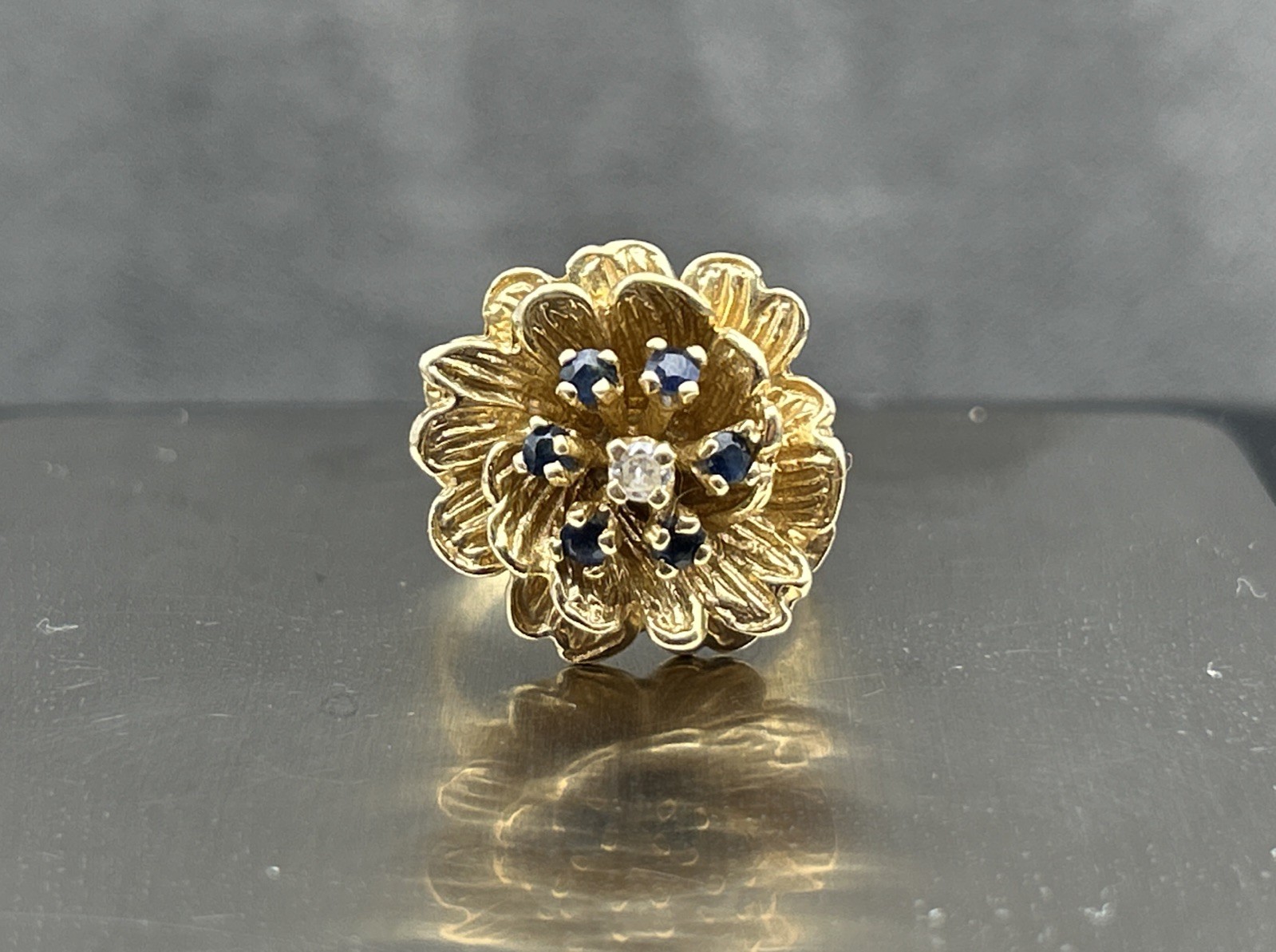 Vintage 14k Gold Sapphire & Diamond Ring Estate Antique 8.8 Grams (Not Scrap)