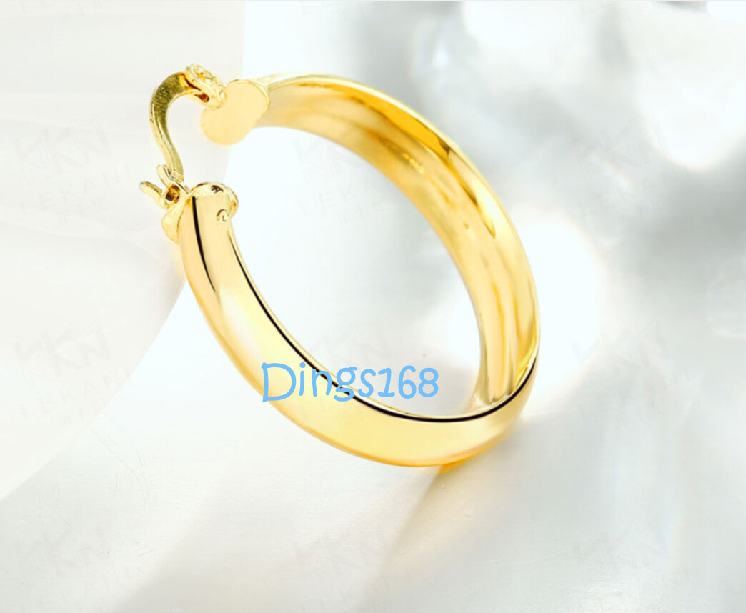 18K Gold Filled 30mm/1.2″ Medium-Size 5mm Half tube Half Flat Hoop Earrings HG2Y