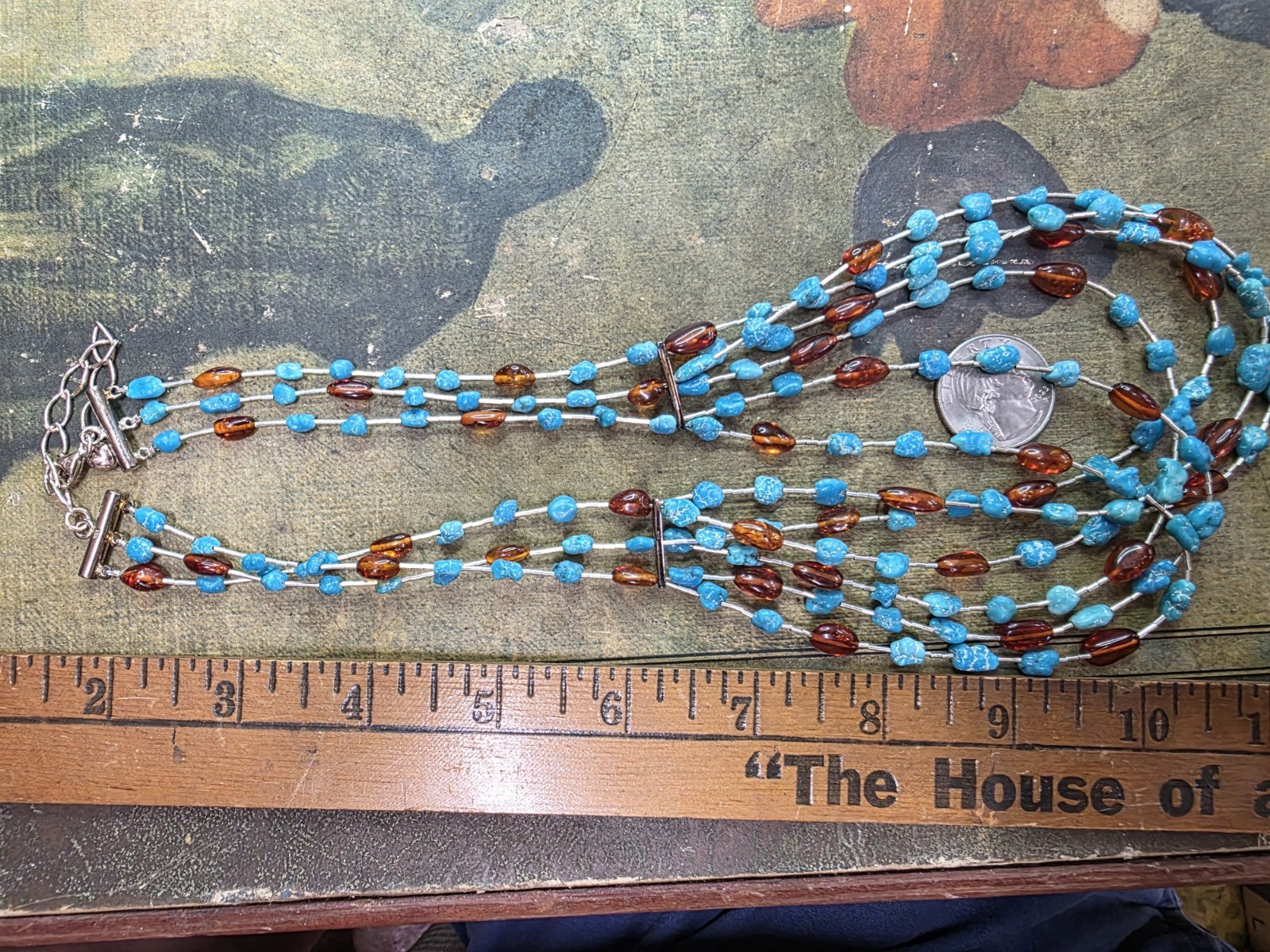 Jay King DTR Sterling Silver, Amber & Turquoise Multistrand Waterfall Necklace78