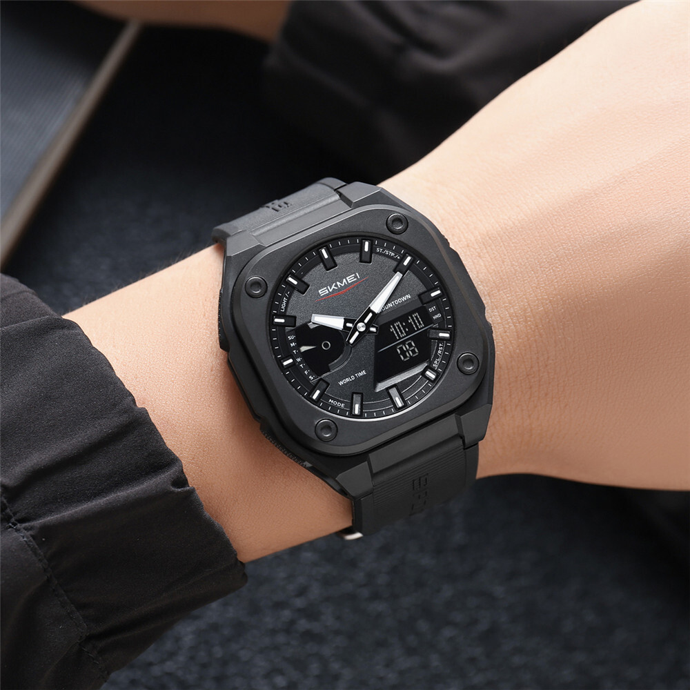 SKMEI Men Watch Fashion Dual Time Wristwatch Student Electronic Digital Watch