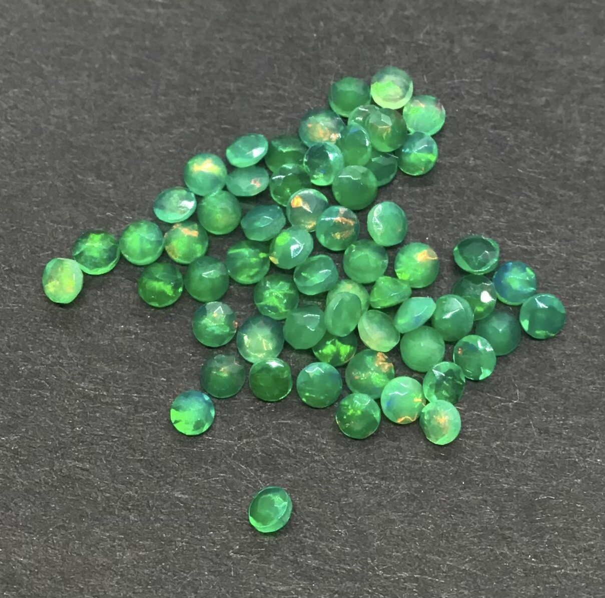 Ethiopian Opal Round Green Calibrated Treated Natural Gemstone for Ring Pendent