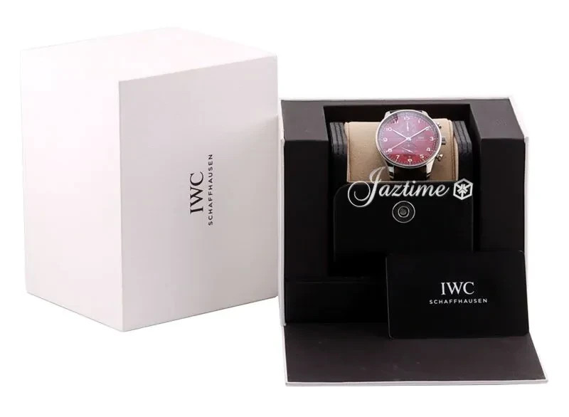 IWC Portugieser Chronograph IW371616 Stainless Steel 41mm Red Dial BOX PAPERS