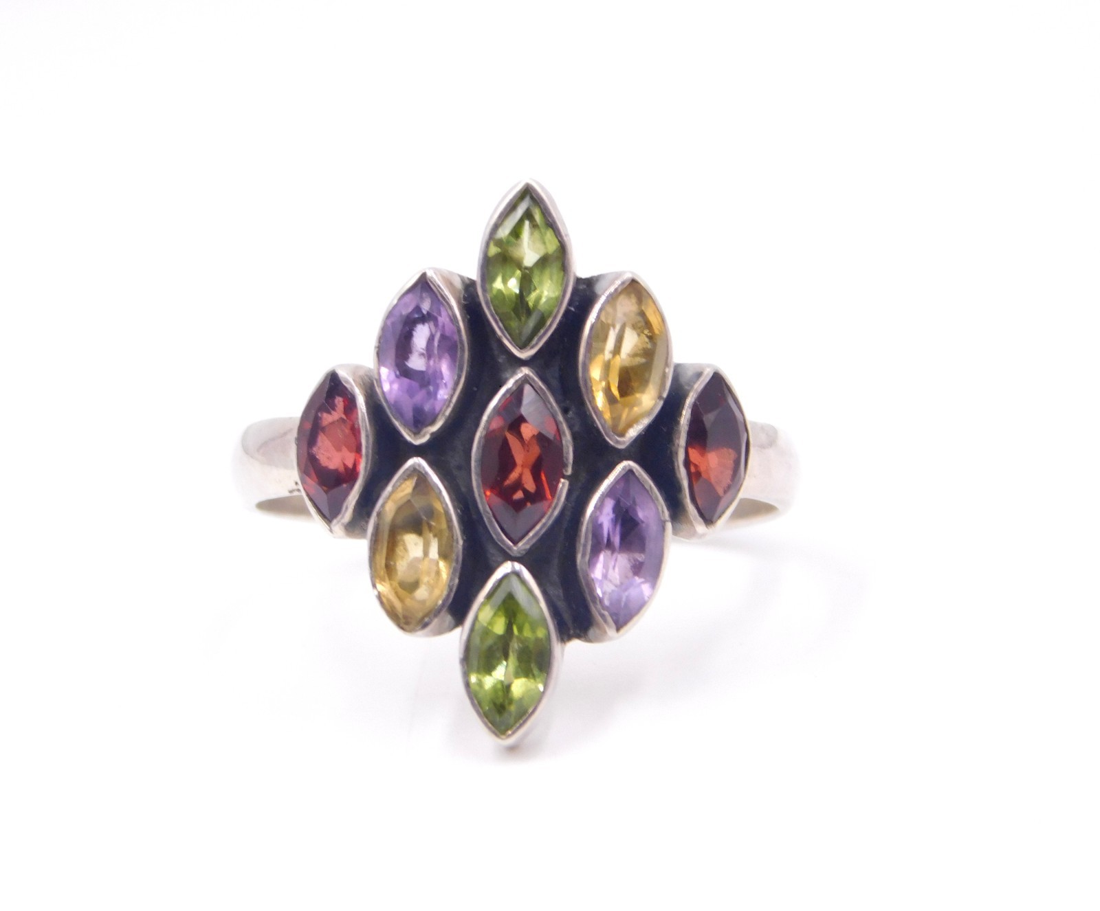 4.40 Gm 925 Sterling Silver Natural Multi Cut Gemstone Handmade Ring Size 10″