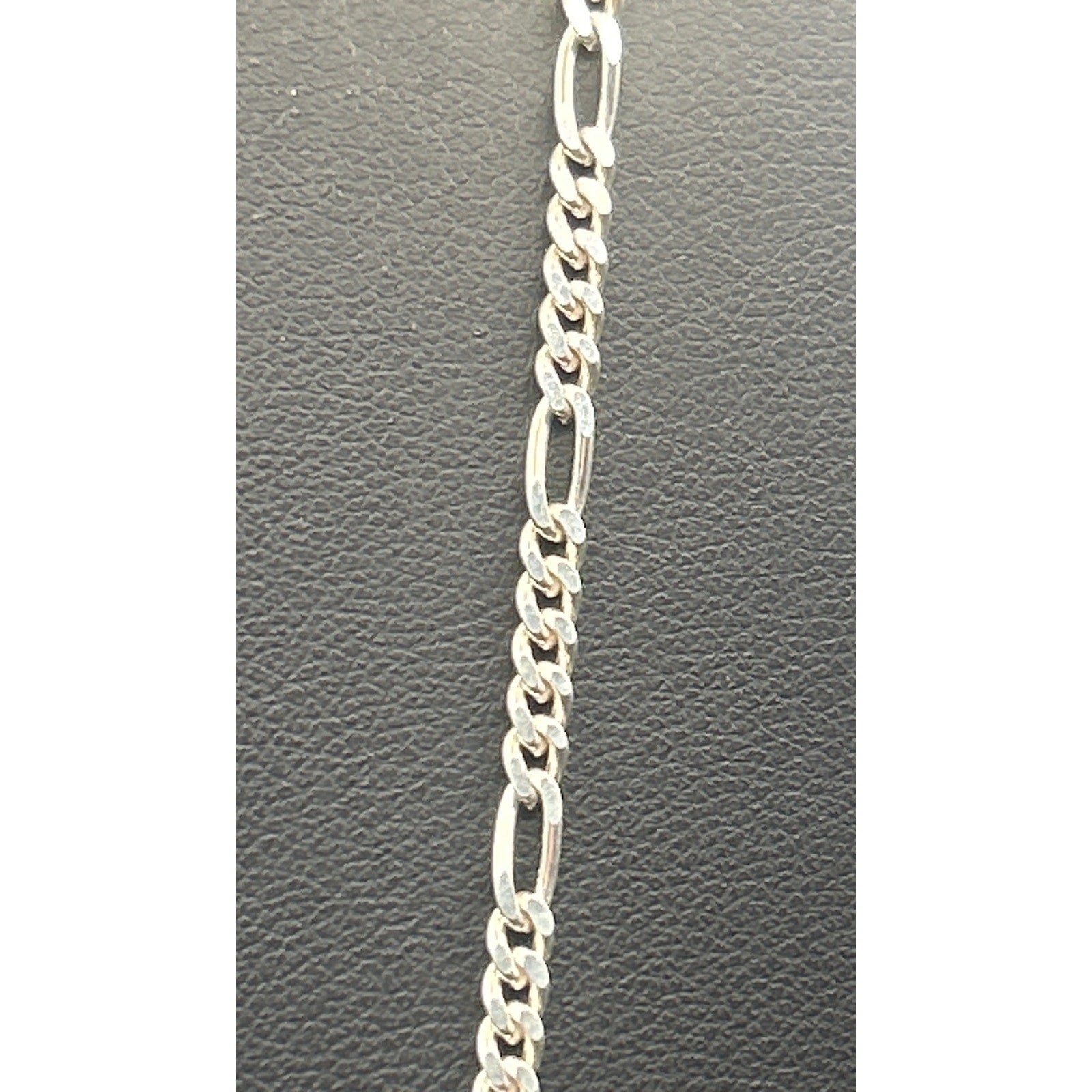 Vintage HBI Italy 925 Sterling Silver 3mm Figaro Chain 24″ Rhodium Finish Clean