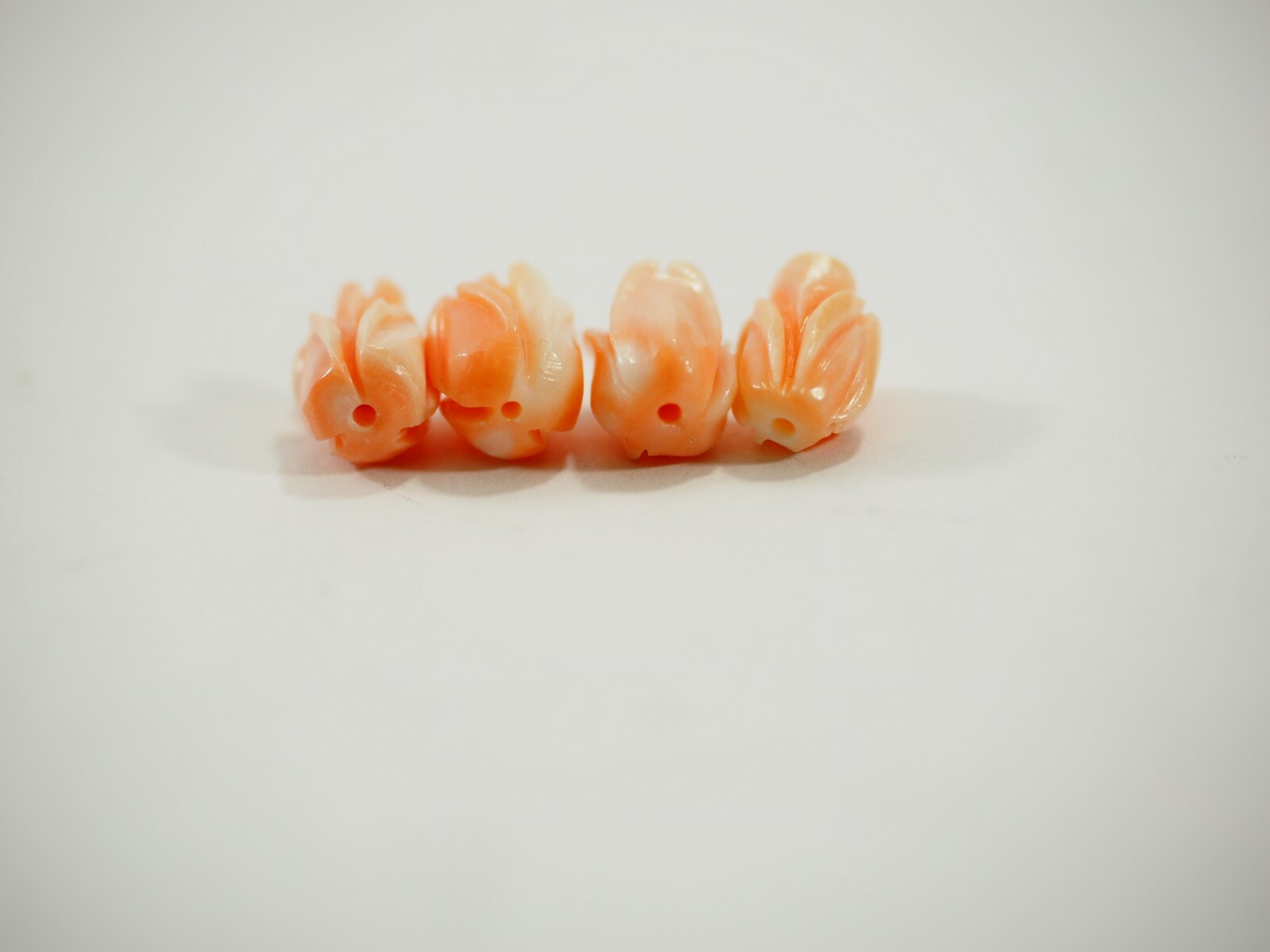 Vintage Top Quality Precious Angel Skin Pink Coral Carved 3-D Rose Cabochons NOS