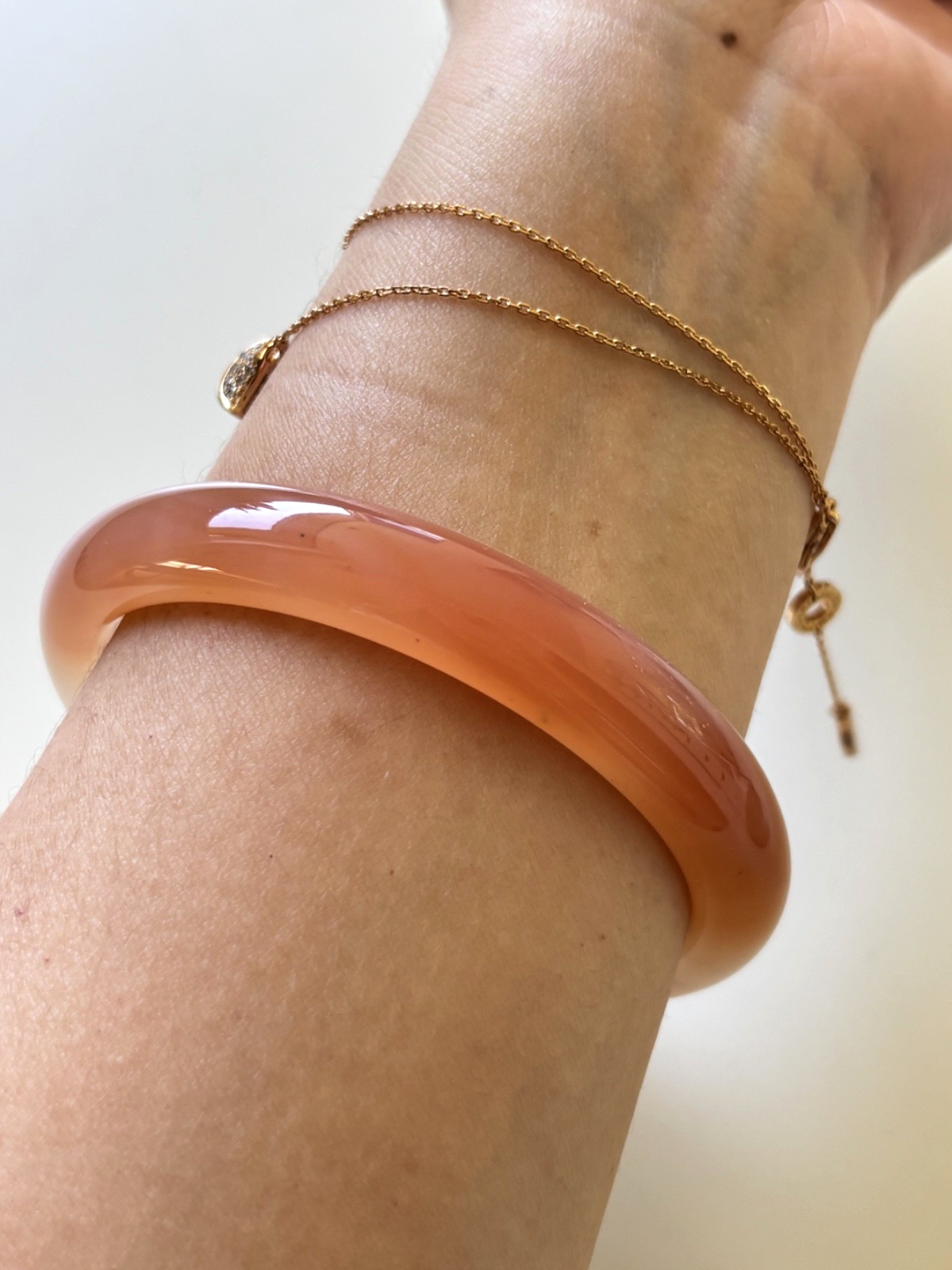 61mm Carnelian Agate Bangles Bracelets Orange Lace Agate Banding