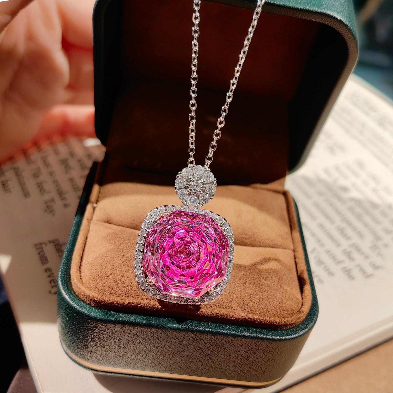 3pc Set Shiny Rose Red Garnet Gemstone Women Girls Silver Necklace Earring Ring