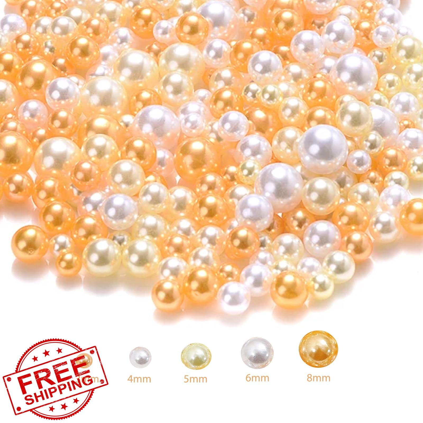 MKLKSDH No Hole Pearls Mix White Yellow Topaz 3-8MM