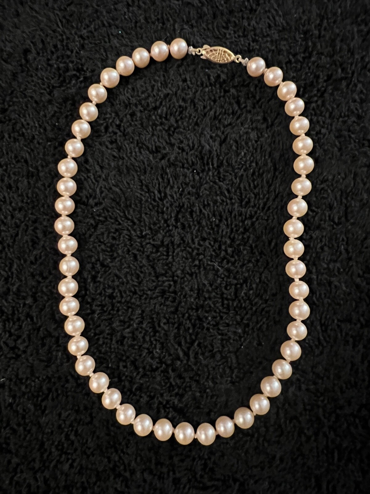 Vtg G Silver Gold Tone Metal Faux Pearl Necklace 16 1/2 Inches Long 7.9mm Pearls