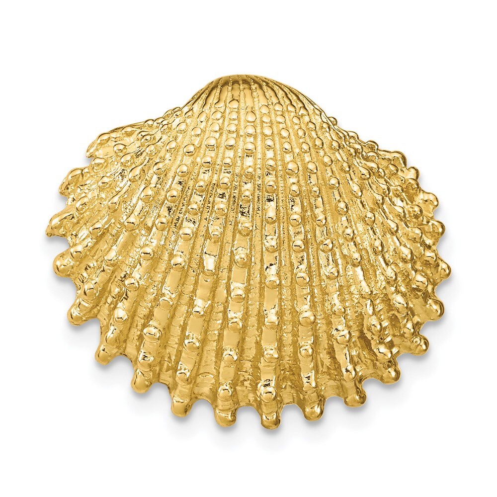 14k Yellow Gold Scallop Shell Slide Pendant for Women 7.83g