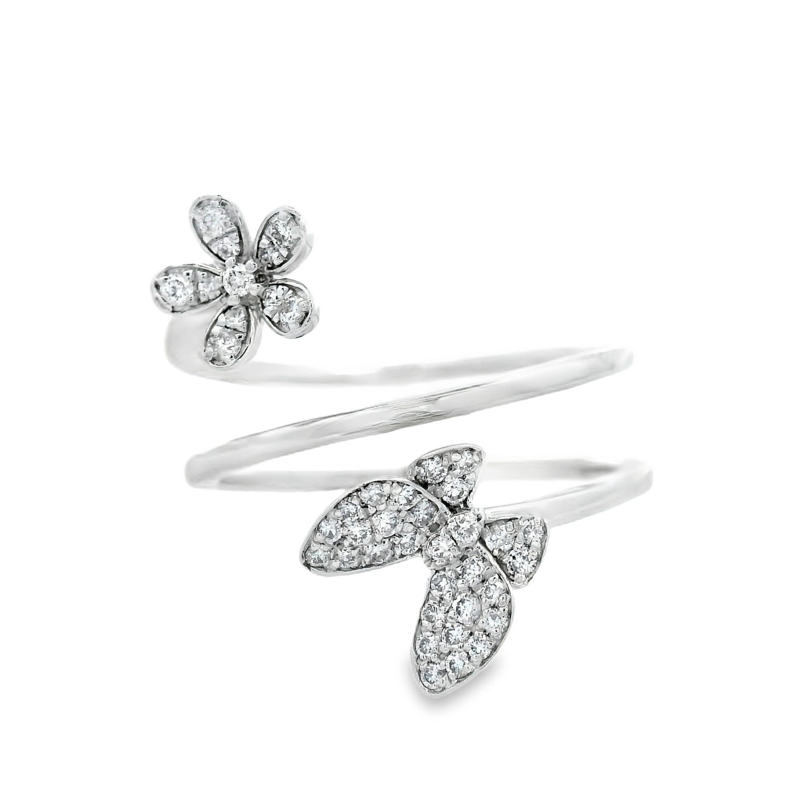 0.23ct Natural 41-Diamond Pavé Ring, 14k White Gold, Size 7
