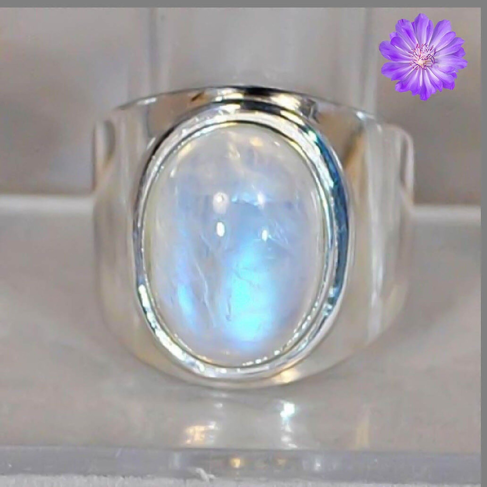 Rainbow Moonstone Gemstone 925 Sterling Silver Ring Handmade Jewelry Ring Gift