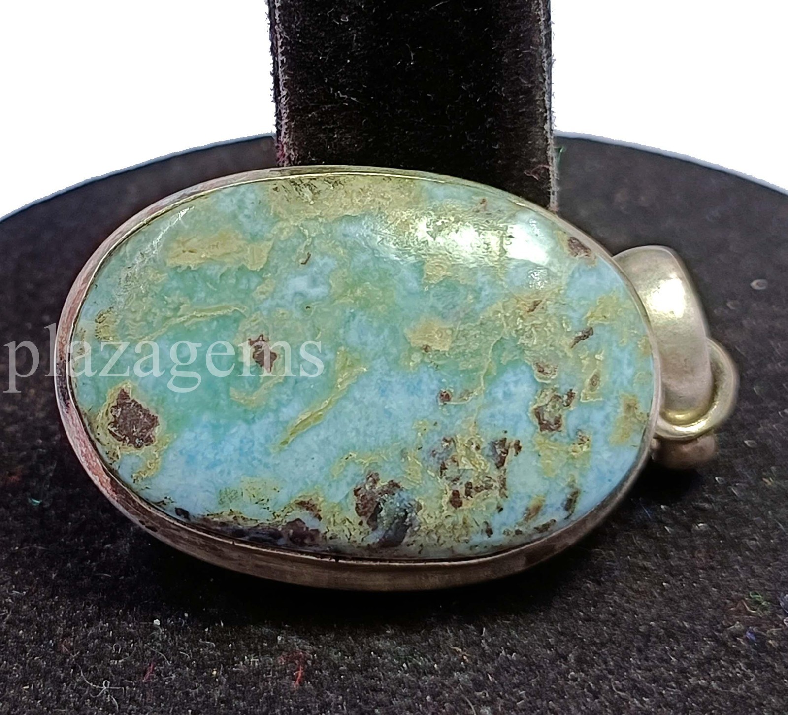 61 Ct Oval Cut Natural Blue Turquoise 925 Silver Pendant Gems With Chain 5ARG