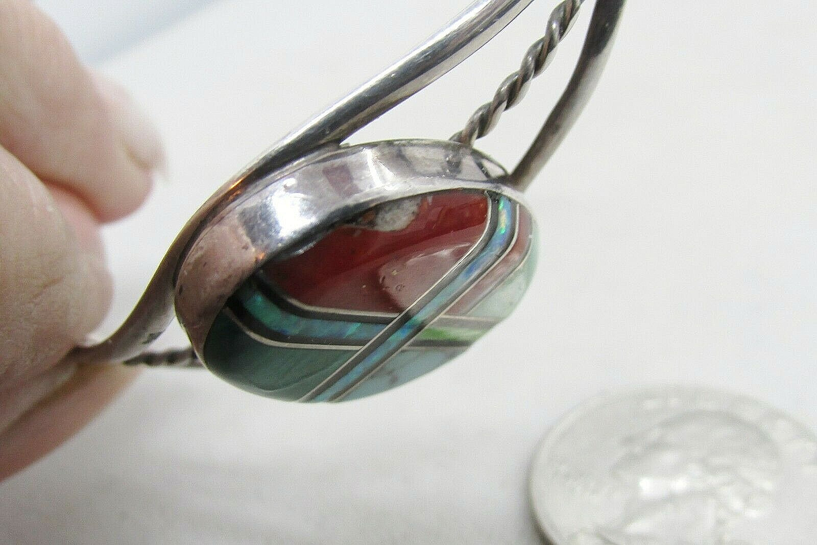 VTG SW N A INLAID CUFF W/SPINY OYSTER, TURQ, MALACHITE, & OPAL SS–NEW PRICE