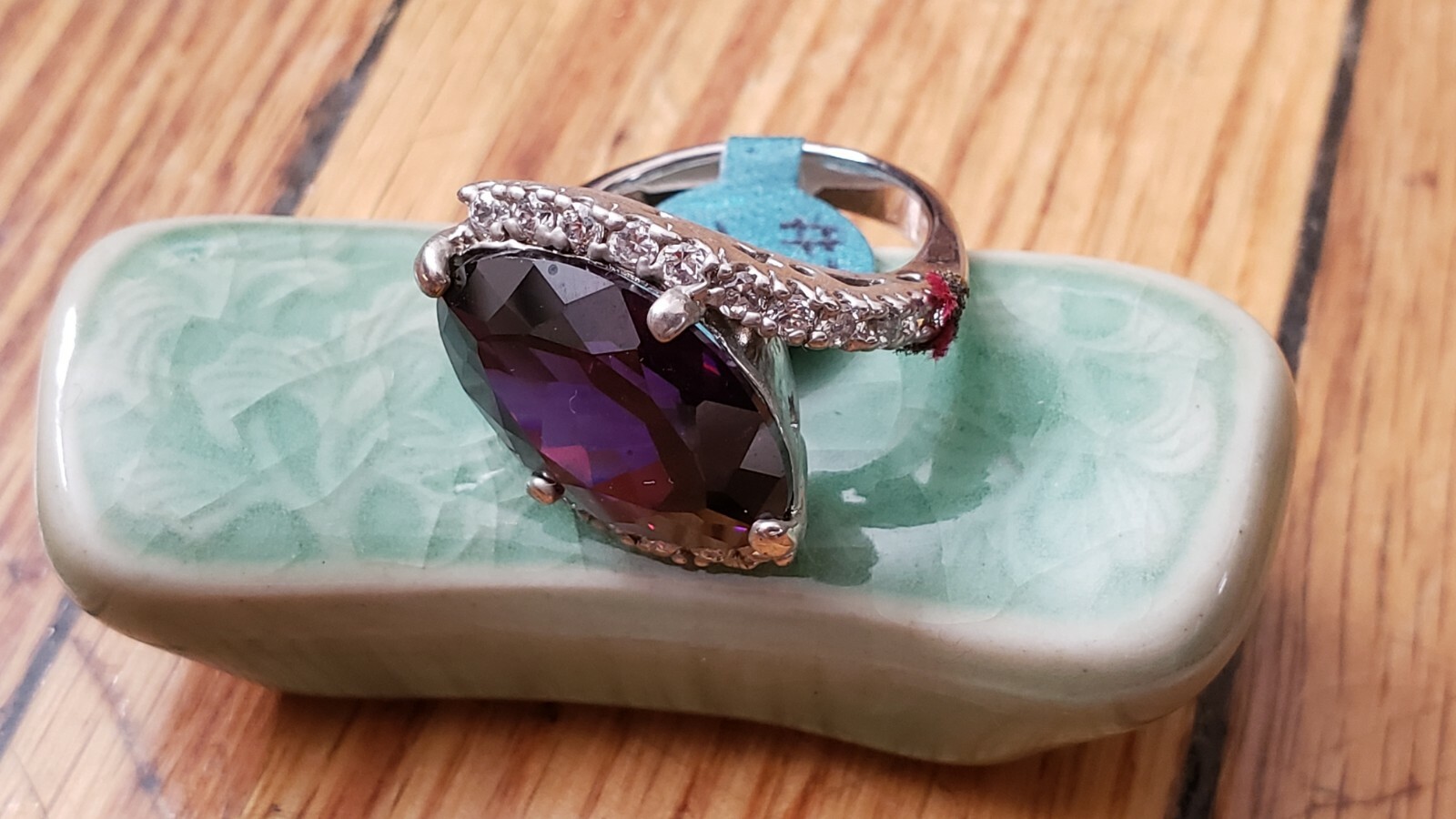 Sterling Silver 925 CRYSTAL RING #7, 8.8 grams-AMETHYST