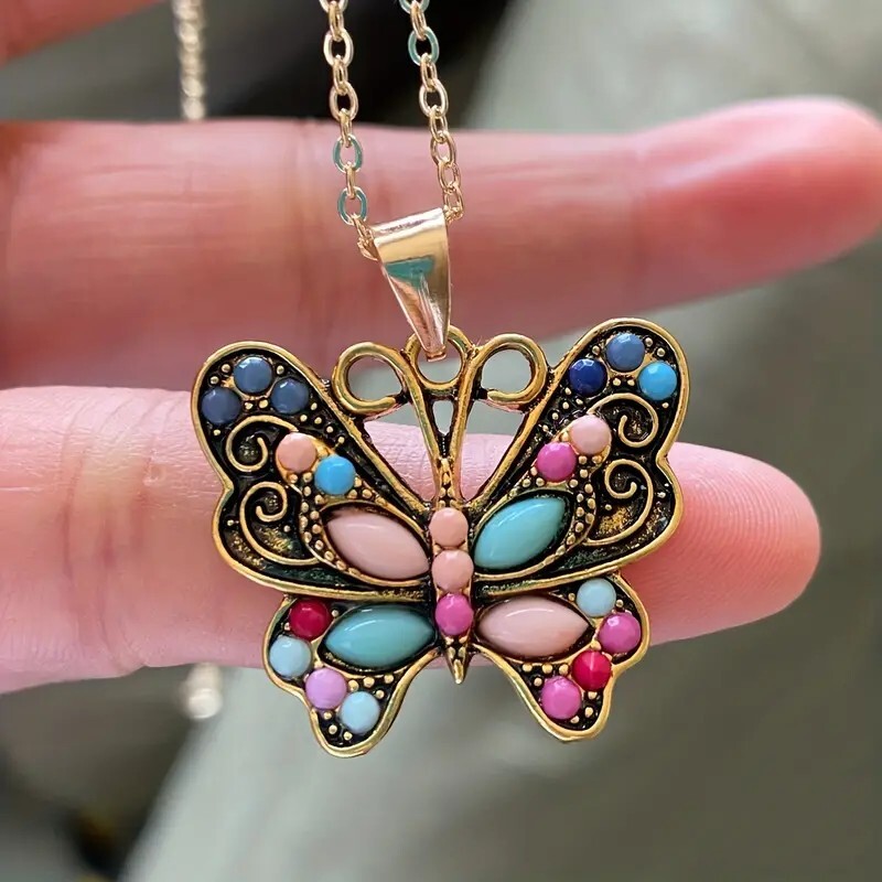 Colorful Butterfly Charm Necklace