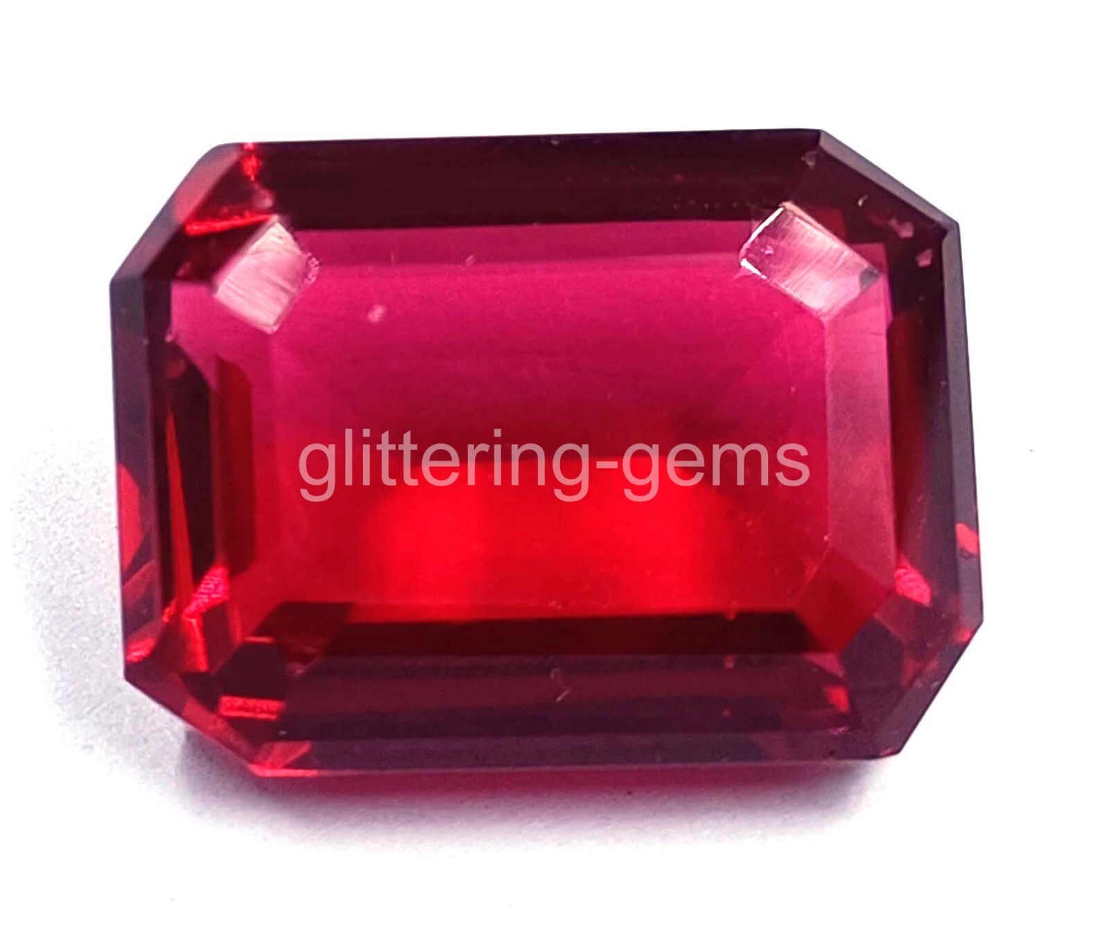 Natural Red Ruby 25.5 Ct Emerald Cut Certified Loose Gemstone 5AIH