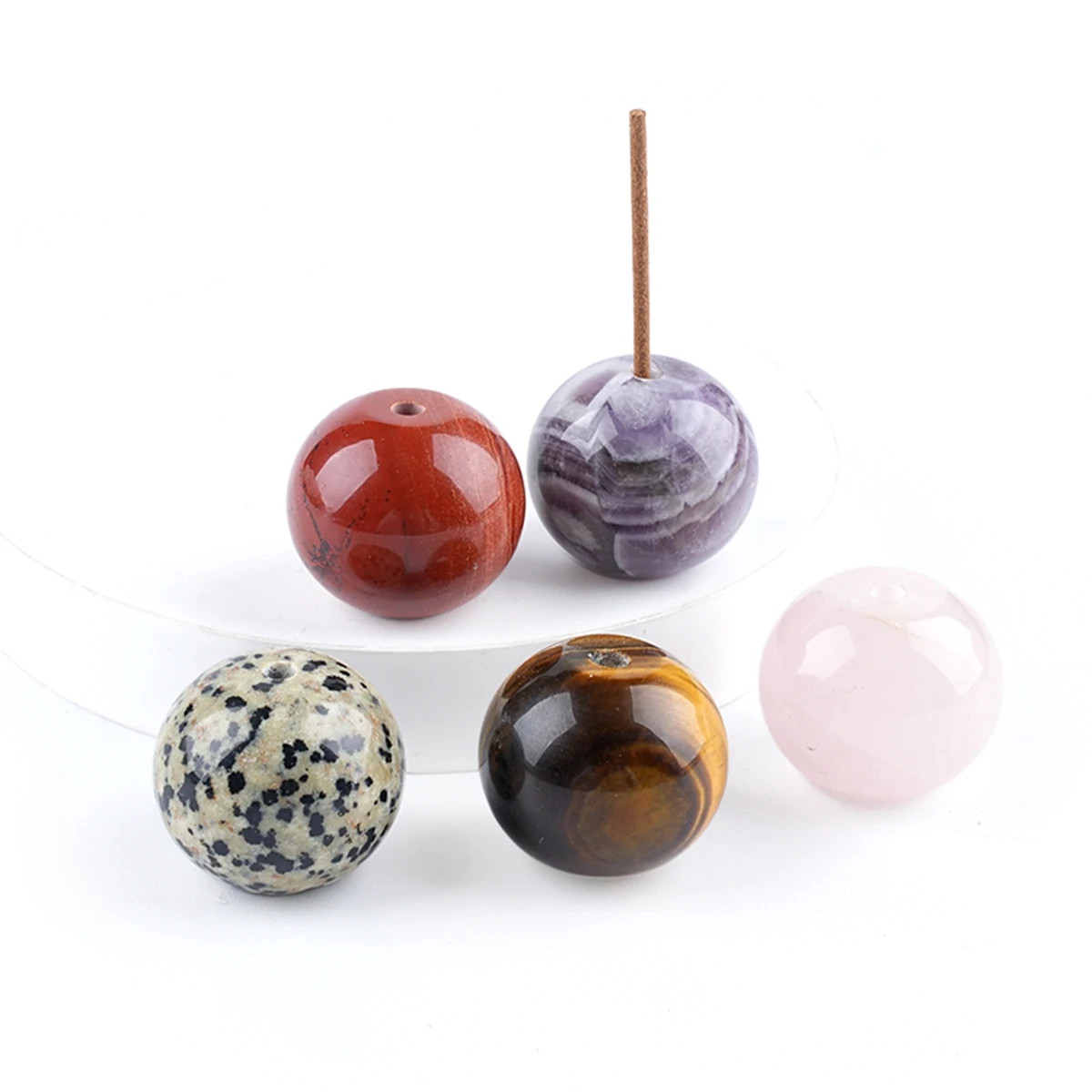 6PCS 25MM Stone Sphere Incense Holder Meditation Yoga Office Home Decor In Bag