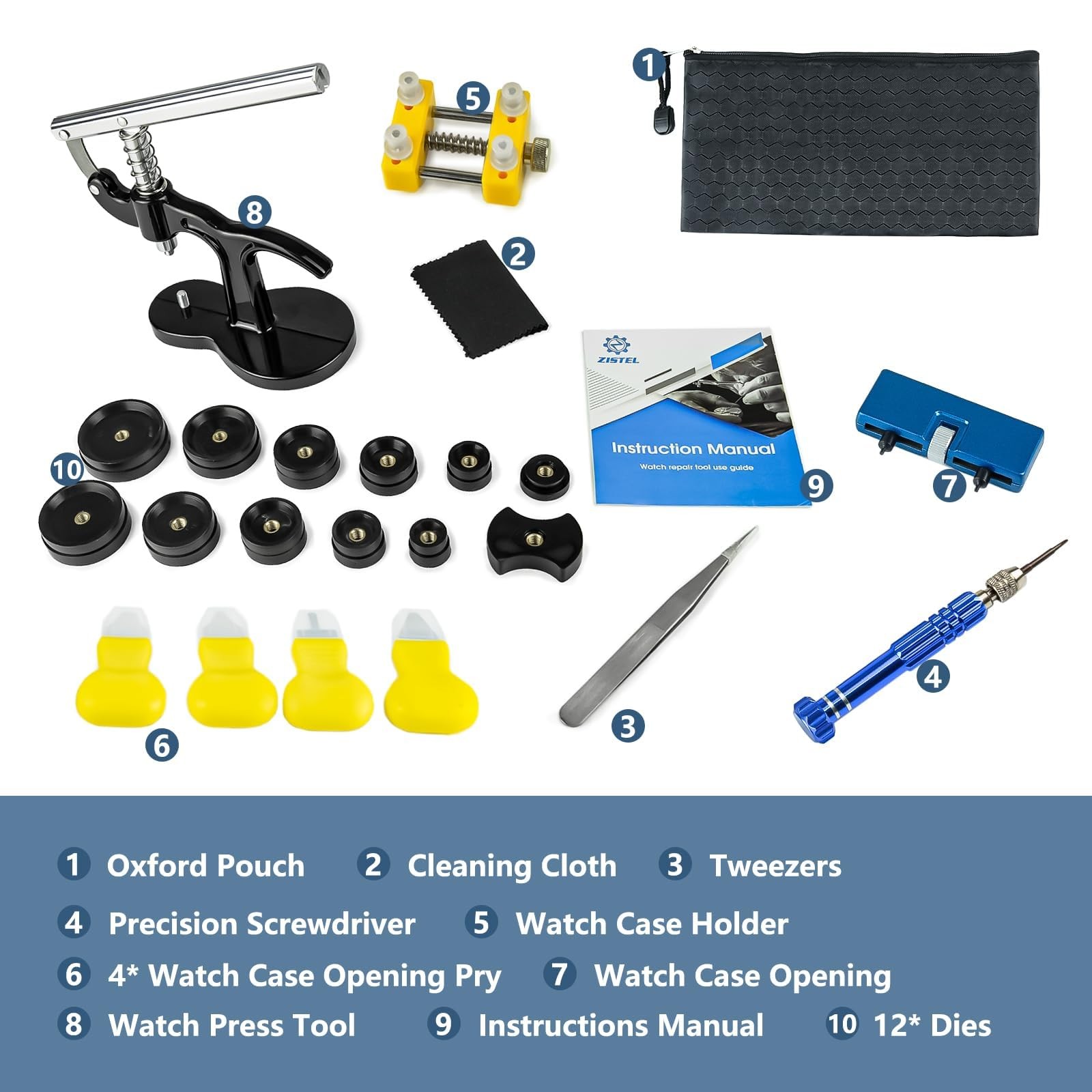 6 in 1 Watch Repair Kit + Watch Press Tool, Watch Battery Tool Kit, Watch Bac…