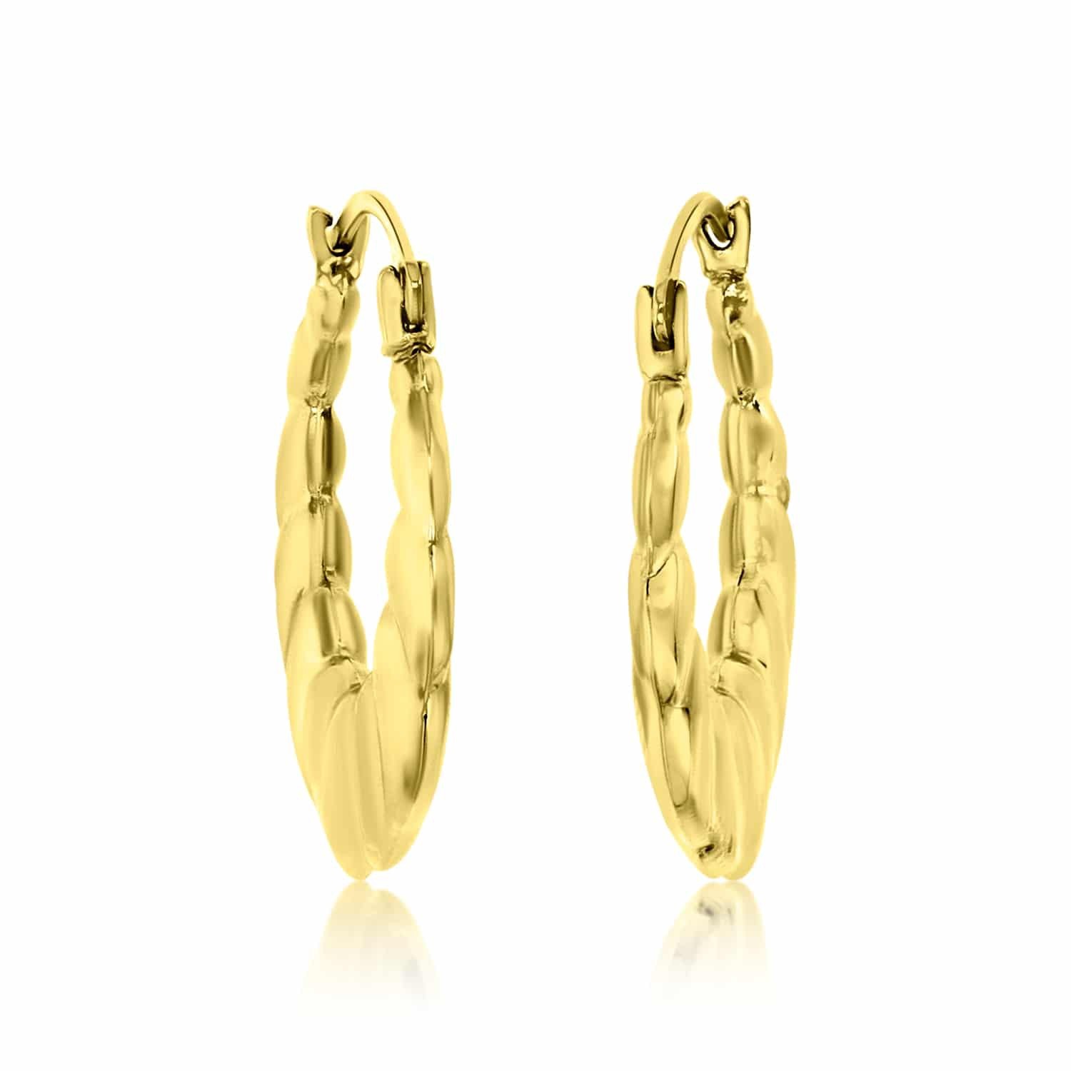 14K Real Gold Love Heart Hoop Earrings 20mm