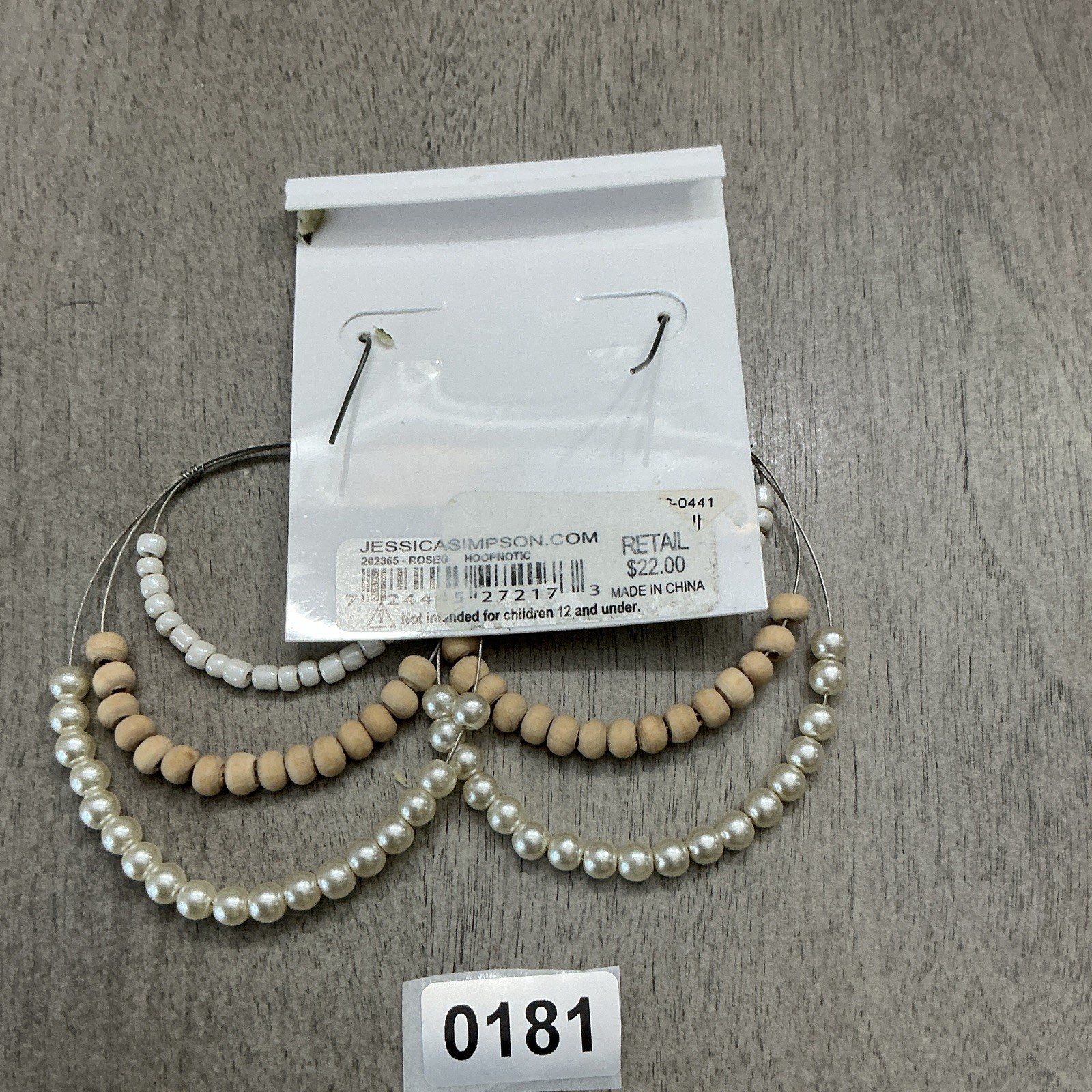 Jessica Simpson Silver Tone Multi-Hoop Beaded Sim Pearl Dangle Hook Earrings