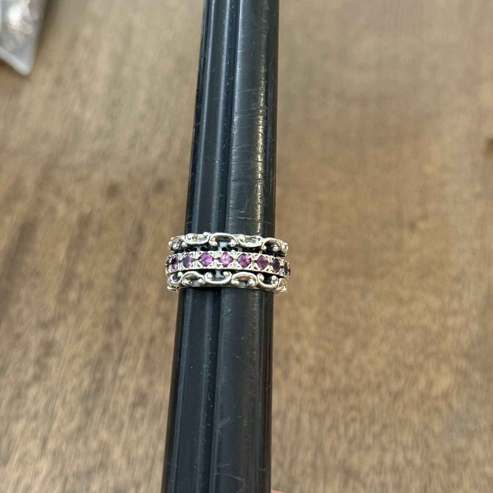 Rare PZ 925 Sterling Silver Israel Ring Size 7.75 Signed Vintage Spinner Ring