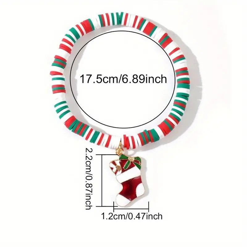 Random 10pcs Bohemian Style Christmas Heishi Adjustable Elastic Bracelet Set