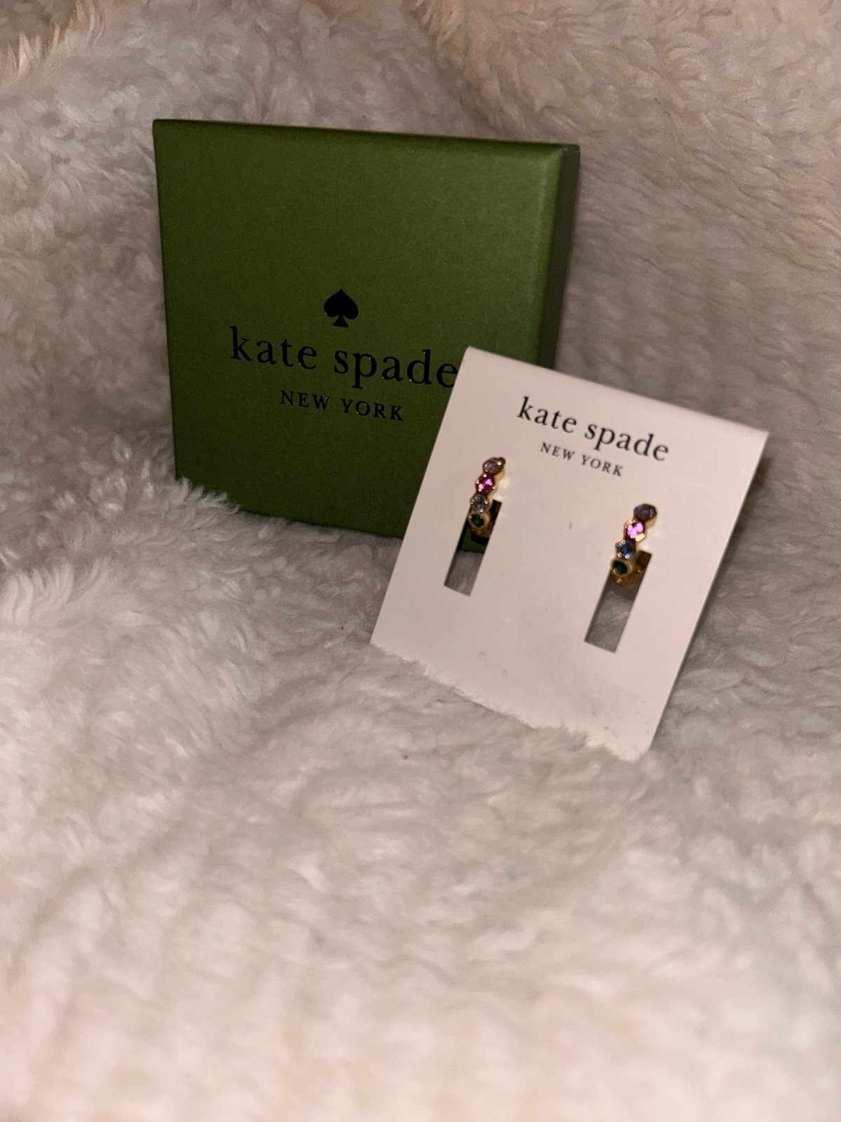 Kate Spade New York Gold Tone Multicolor Crystal Huggie Earrings