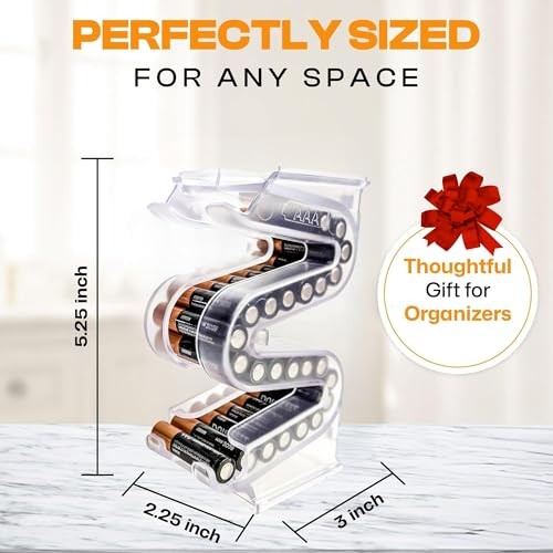 Battery Ladder Organizer Case for Batteries – Stackable or AA & AAA 2 – Pack