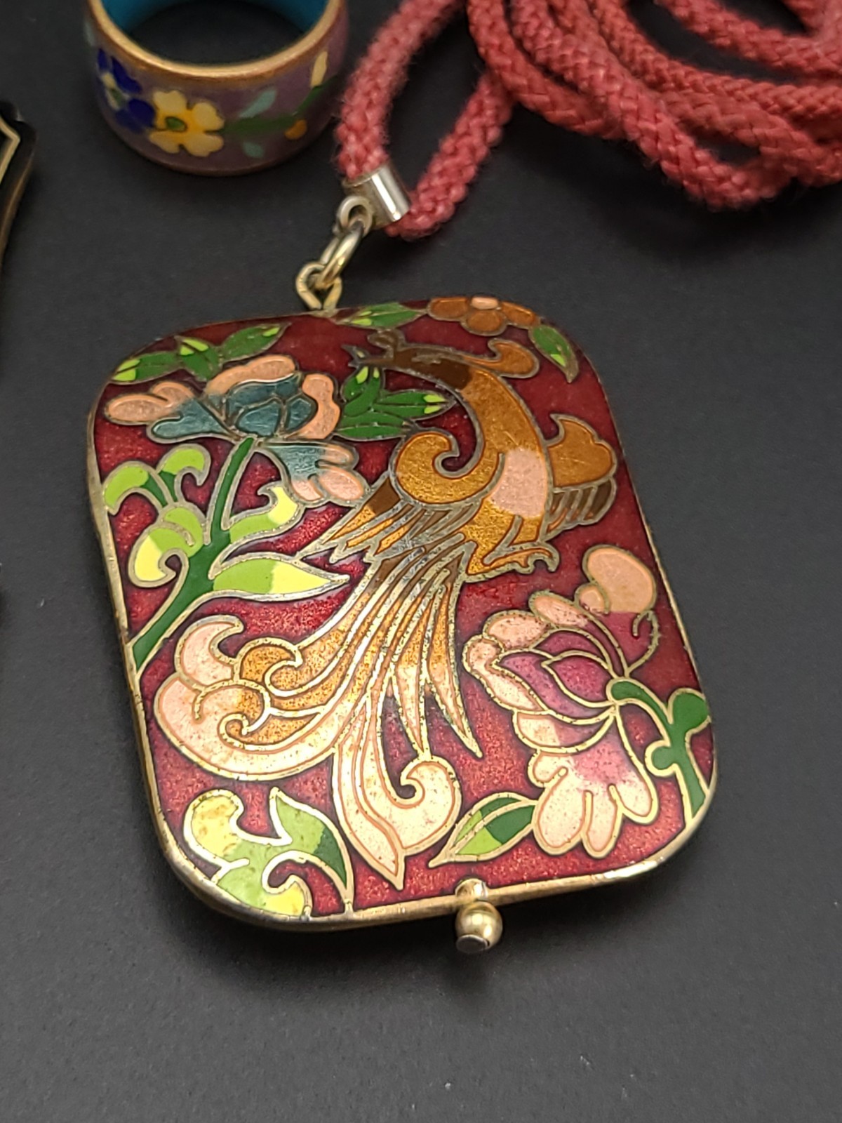 Vintage Cloisonne Jewelry 18 Pc Lot Bangles Earrings Pendants Ring Necklace