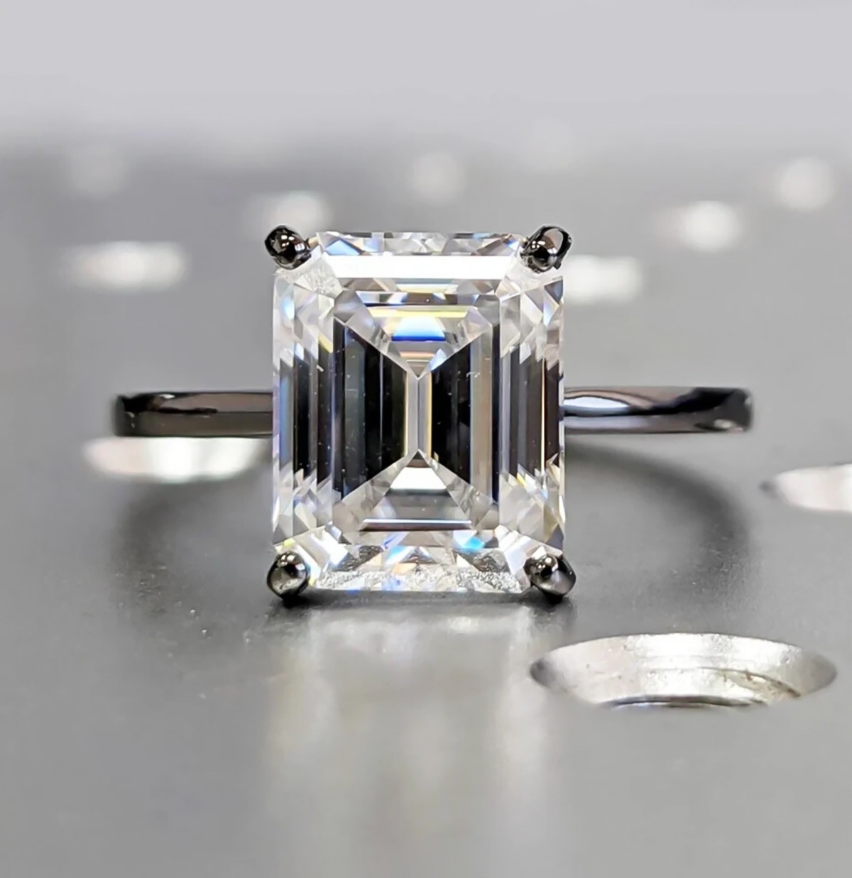 Certified 2.52 Ct Emerald Cut Off White Diamond 925 Silver Ring Great Shine