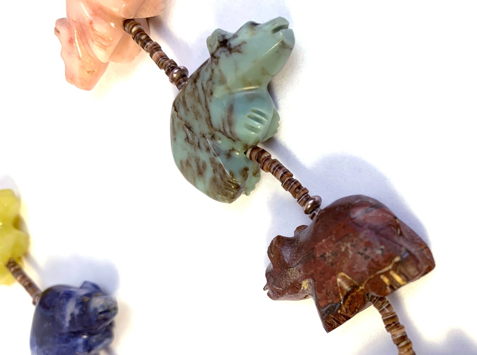 Zuni Fetish Necklace w/ Large Bears by Debra Gasper, Ray Tsethlikai / Multistone