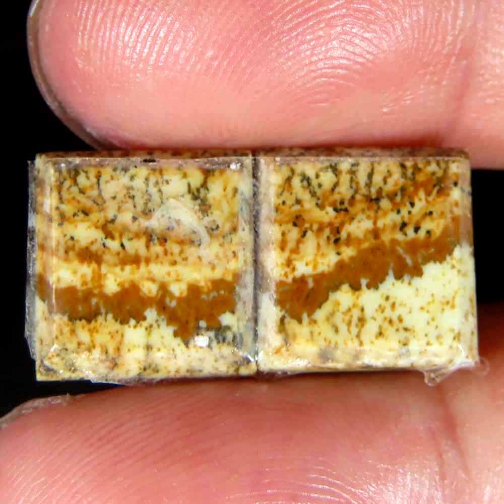 12.80Cts.100%Natural Designer Picture Jasper Cushion 10x11x5mm cab Pair Gemstone