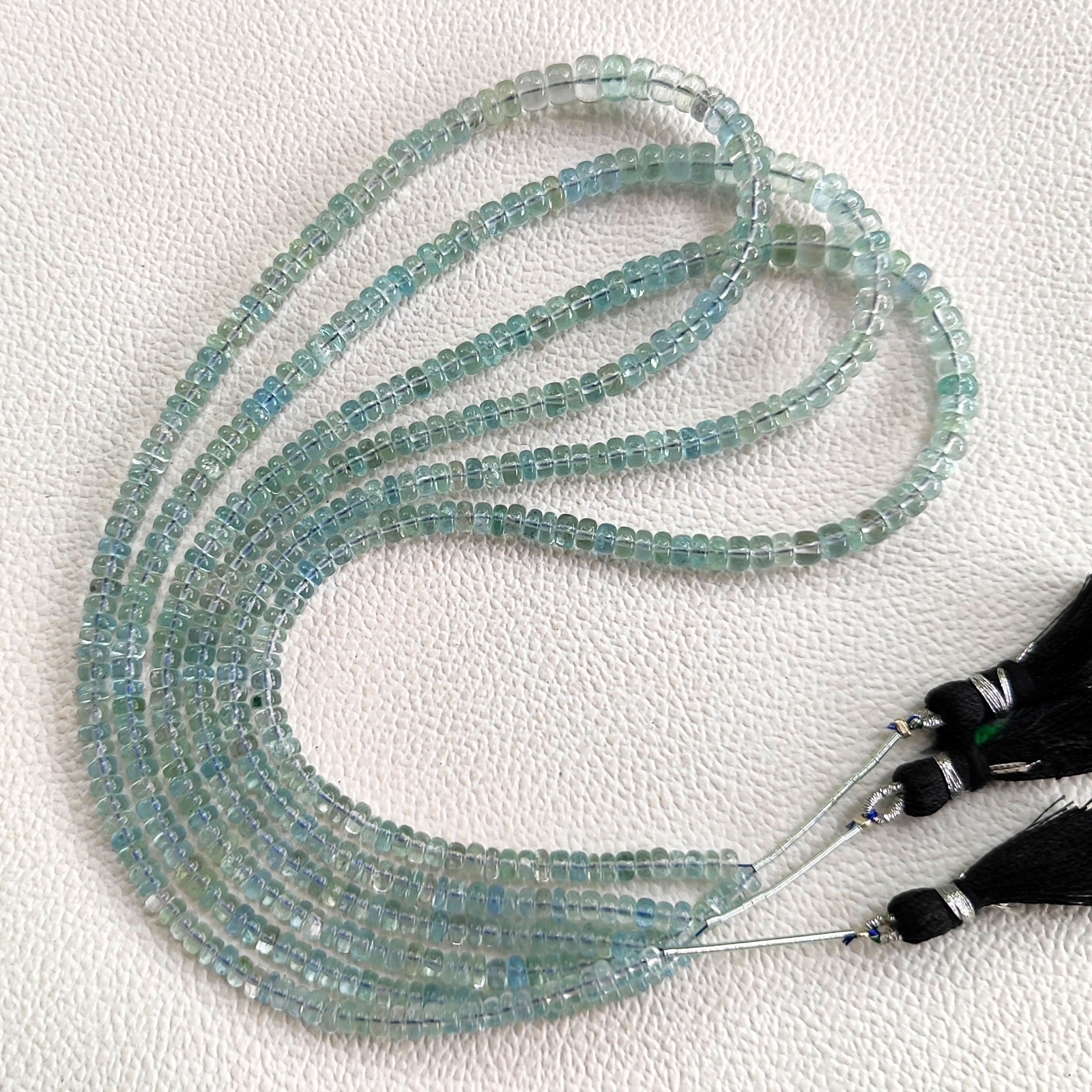Natural Aquamarine 3.5-6mm Smooth Rondelle Beads Strand 16″ Brazil Gemstones